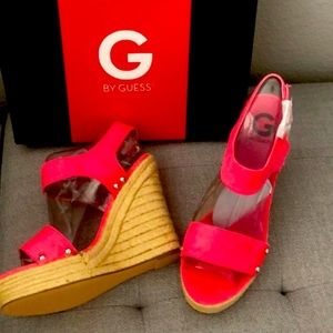 Guess red wedge shoe